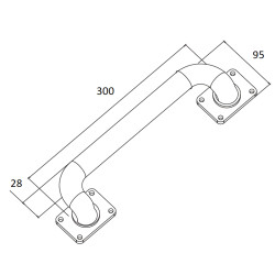 Madlo 348x88 mm, ø28 mm, osadenie 74 mm, pozinkované, čierna prášková farba Madlo 348x88 mm, ø28 mm, osadenie 74 mm, pozinkované, čierna prášková farba